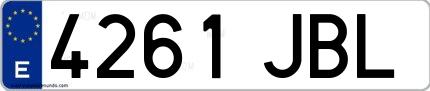 Ejemplo de matrícula española 4261 JBL