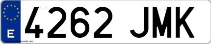 Ejemplo de matrícula española 4262 JMK