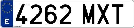 Ejemplo de matrícula española 4262 MXT