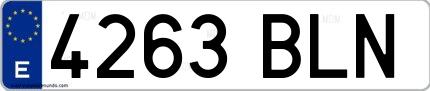 Ejemplo de matrícula española 4263 BLN