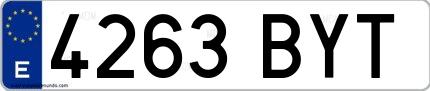 Ejemplo de matrícula española 4263 BYT