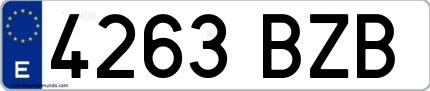 Ejemplo de matrícula española 4263 BZB