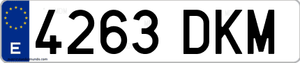 Ejemplo de matrícula de coche ordinaria 4263 DKM