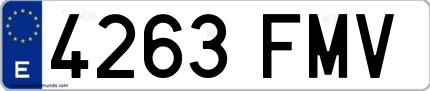 Ejemplo de matrícula española 4263 FMV