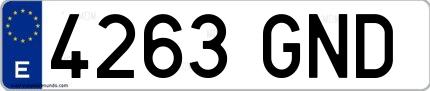 Ejemplo de matrícula española 4263 GND