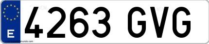 Ejemplo de matrícula española 4263 GVG