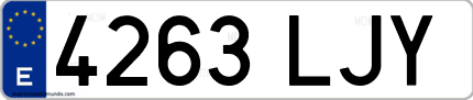 Ejemplo de matrícula de coche ordinaria 4263 LJY