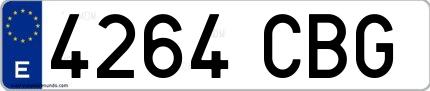 Ejemplo de matrícula española 4264 CBG