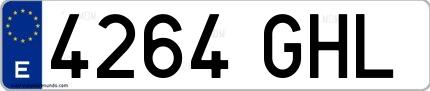 Ejemplo de matrícula española 4264 GHL