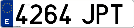 Ejemplo de matrícula de coche ordinaria 4264 JPT