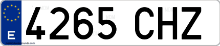 Ejemplo de matrícula de coche ordinaria 4265 CHZ