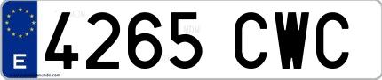 Ejemplo de matrícula española 4265 CWC