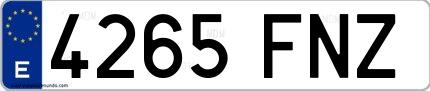 Ejemplo de matrícula española 4265 FNZ