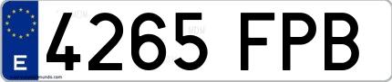 Ejemplo de matrícula española 4265 FPB