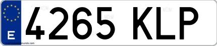 Ejemplo de matrícula española 4265 KLP