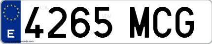 Ejemplo de matrícula española 4265 MCG