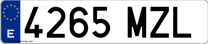 Ejemplo de matrícula de coche ordinaria 4265 MZL