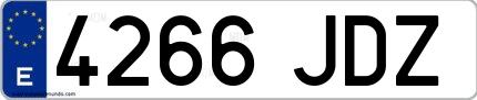 Ejemplo de matrícula española 4266 JDZ