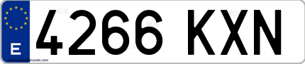 Ejemplo de matrícula de coche ordinaria 4266 KXN