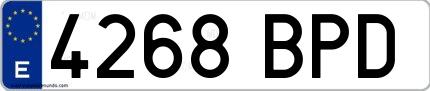 Ejemplo de matrícula española 4268 BPD