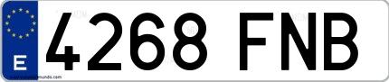 Ejemplo de matrícula española 4268 FNB