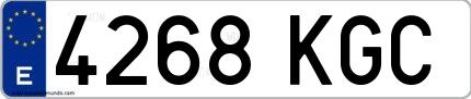 Ejemplo de matrícula española 4268 KGC