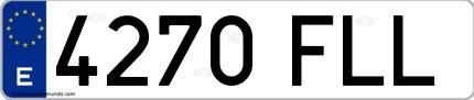 Ejemplo de matrícula española 4270 FLL