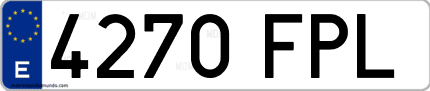 Ejemplo de matrícula de coche ordinaria 4270 FPL