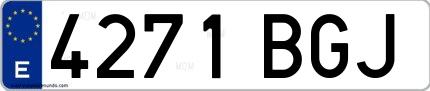 Ejemplo de matrícula española 4271 BGJ