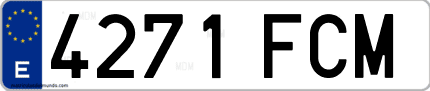 Ejemplo de matrícula de coche ordinaria 4271 FCM