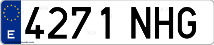 Ejemplo de matrícula de coche ordinaria 4271 NHG