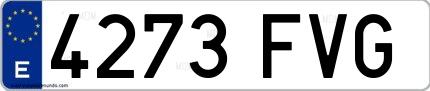 Ejemplo de matrícula española 4273 FVG