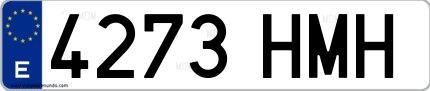 Ejemplo de matrícula española 4273 HMH