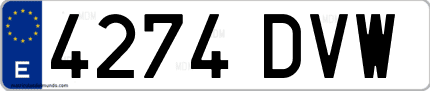 Ejemplo de matrícula de coche ordinaria 4274 DVW