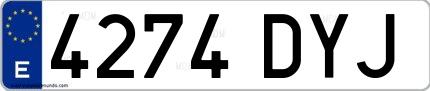 Ejemplo de matrícula española 4274 DYJ