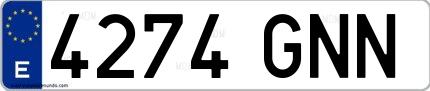 Ejemplo de matrícula española 4274 GNN