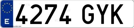 Ejemplo de matrícula española 4274 GYK