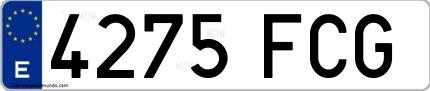 Ejemplo de matrícula española 4275 FCG