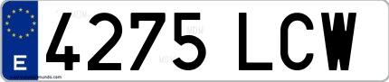 Ejemplo de matrícula española 4275 LCW