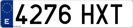 Ejemplo de matrícula española 4276 HXT