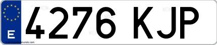 Ejemplo de matrícula española 4276 KJP
