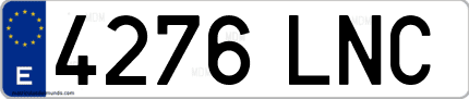 Ejemplo de matrícula de coche ordinaria 4276 LNC
