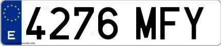 Ejemplo de matrícula española 4276 MFY