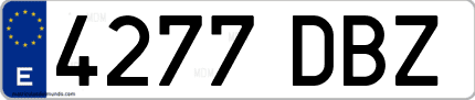 Ejemplo de matrícula de coche ordinaria 4277 DBZ