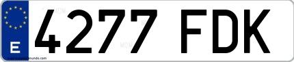 Ejemplo de matrícula española 4277 FDK