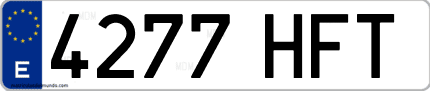 Ejemplo de matrícula de coche ordinaria 4277 HFT