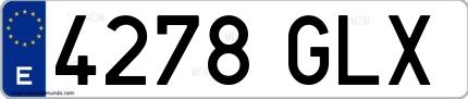 Ejemplo de matrícula española 4278 GLX