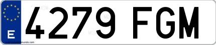 Ejemplo de matrícula española 4279 FGM