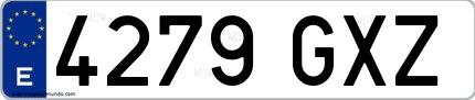 Ejemplo de matrícula española 4279 GXZ
