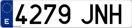 Ejemplo de matrícula española 4279 JNH